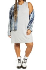BP. French Terry Tank Dress, Grey Light Heather Size 3X picture