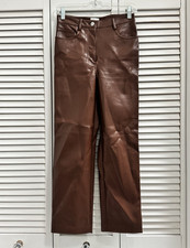 Aritzia Wilfred Brown Faux Leather Straight Leg Pants Women’s Regular Size 2 picture