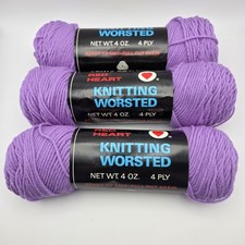 3 Skeins Vintage Coats & Clark Lavender Knitting Worsted 100% Virgin Wool Yarn picture