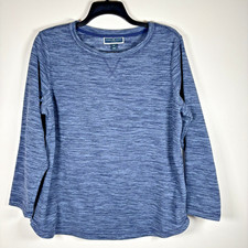 Karen Scott Top Women's 0X Plus Blue Space-Dye Fleece Casual Comfy Cozy Lounge picture