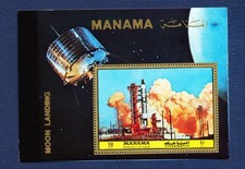 (o6)   MANAMA Ajman - Michel BL 208 - MNH S/S - Space - rocket on launch pad picture