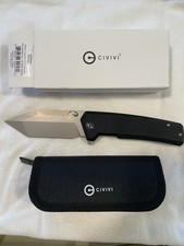 CIVIVI Bhaltair Pocketknife 14C28N Tanto Plain Edge Black G10 Liner Lock picture