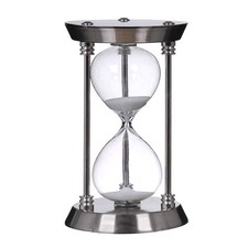 B BELLAWARE 60 Minute Metal Hourglass White Sand Timer, Silver picture
