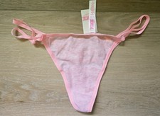 NWT Vintage Victoria's Secret PINK Cotton Low Double String V-String Panties L picture