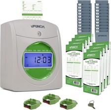 uPunch HN3540 Complete AutoAlign Time Clock Kit 400 Cards 4 Ribbons 2 Racks picture