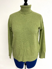 Nordstrom 100% Cashmere Green Knit Turtleneck Long Sleeve Pullover Sweater M picture