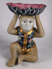 Vintage Chinese Chinoiserie Porcelain Monkey Figure 10.5