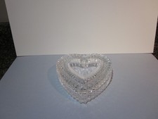 Heart Shaped Glass Candy Dish WIth Lid Excellent Condition  picture