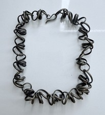 Vintage Artisan Crafted Coil Squiggle Sterling Silver Necklace 16in 91grams picture