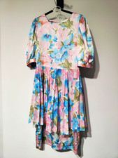 Vintage 80s Vincent Bastien Paris Floral Midi Dress France FR 42 US10 picture