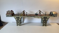 LOUIS MARX TOYS - BUSY BRIDGE - Vintage Toy Tin Wind Up Bridge with 4 Cars picture