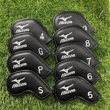9Pcs Golf Club Iron Head Covers For Mizuno Iron #3-9SPG Leather Magnetic Black picture