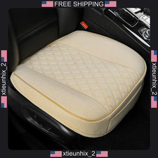 Car Seat Cover Universal Beige Linen Front Seat Protector with Anti-Slip Bottom picture