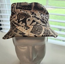 Vtg Easy-to-Roll Bucket Hat Abstract Geometric SW Crushable Size 6 7/8 Fishing picture