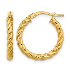 Leslie's Twisted Round Hoop Earrings 20x3mm 14k Yellow Gold Women's Lightweight picture