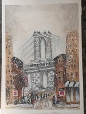 OOAK Origional watercolor painting New York City signed by artist Edith Schmidt picture