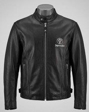 Vintage Jagermeister Black Leather Motorcycle Biker Jacket Mens Size XXL Rare picture