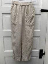 Quince Women’s XS Sand 100% European Linen Tapered Ankle Pants Pockets picture