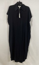 COS Women's Black 100% Silk Collared Oversized Shirt Dress NWT Sz 12 picture