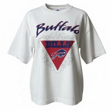 Vintage Buffalo Bills Cliff Engle T-Shirt Womens Size L / XL White  RARE 90s picture