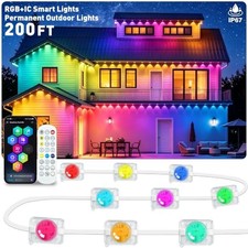200FT Permanent Outdoor Lights,RGB+IC App ControlRemote, IP67 Waterproof picture