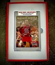 Michael Jordan Game Worn Swatch Upper Deck Card 1990/91 Jordan Warm Up Jacket 🏀 picture