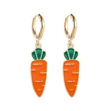Colorful Alloy Gold Plated Hoop Fruit Earrings Strawberry Lemon Small, Carrot picture
