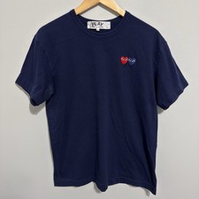 Comme Des Garçons Play T-Shirt with Double Heart Navy Men’s Size XL Fits L picture