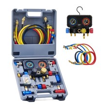OMT AC R1234YF Gauge Set Automotive 4 Valve Manifold Gauge Kit Freon Charging US picture