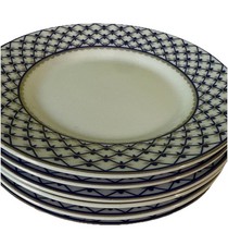 Set Of 6 Lomonosov Imperial Porcelain Cobalt Net Bread Plates 6