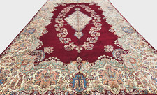 9'8'X16'5 ANTIQUE HAND-KNOTTED KERMANI KASHANI VINTAGE WOOL RED RUG picture