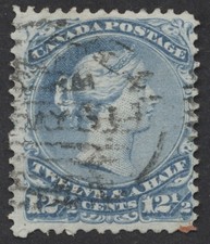 Canada #28i 12 1/2c Large Queen Milky Blue Shade Fine Used Montreal Duplex picture