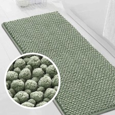 Sage Green Chenille Bathroom Rugs - Non-Slip, Soft Shaggy Runner Mat 47