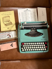 Vintage Smith-Corona Corsair Typewriter Aqua Turquoise Case Manual TESTED picture