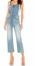 NEW HUDSON CANNON AVALON DENIM ZIP FRONT CROP JEANS OVERALLS SZ 25 $265 JUMPSUIT picture