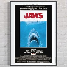 ‘JAWS’ Steven Spielberg Original 1975 Film Poster, Vintage Reprint 30”x40” picture