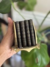 Miniature Vintage Torah Religious First Testament Book Set with Brass Holder  picture