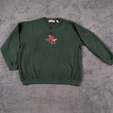 Vintage Marsh Landing Winter Bear Sledding Green Sweater Women's Size Medium picture