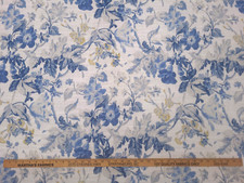 Waverly COSMIA DRESDEN Blue White Floral Designer Print Drapery Uph Fabric picture