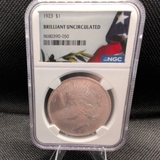 1923-P Peace Silver Dollar graded Brilliant Uncirculated (BU) by NGC. US Silver picture