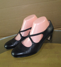 Trotters Vintage Mary Jane Pumps Black Genuine Leather Women's Size 8 W picture