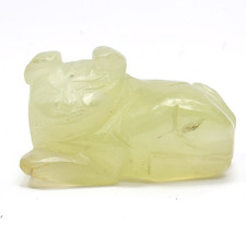 Antique Chinese Qing Xiuyan Jade Recumbent Mythical Beast Pendant 38mm 28g picture