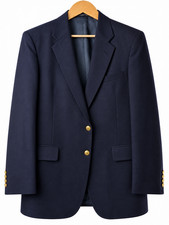 Vintage Savile Row Mens 42L Blazer Navy Gold Buttons Bon Marche USA Made picture
