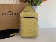 NWT COACH CET96 Racer Sling Pack in Signature Canvas & Leather Light Citron picture