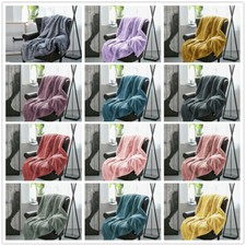 Luxurious Faux Fur Throw Blanket 800gsm Heavy Plush Soft Reversible Couch Bed picture