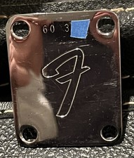 Vintage 1975 Fender F Plate 4-bolt Neck Plate with stamped Serial # picture