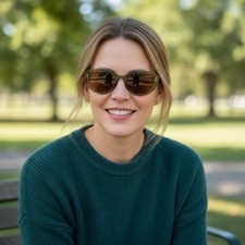 J.Crew Factory Oval Sunglasses CR402 GR6673 Olive Green Brown Lens NWT $49.50 picture