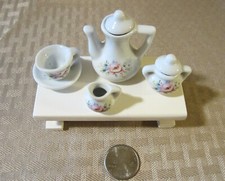 Vintage Miniature Tea Set With Miniature Table - Tiny/Doll Sized picture