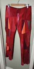 Vintage Wilson's Colorful 100% Leather Patchwork Pants Boho Womens 12 (32x33) picture