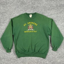 Vintage 90s St Andrews Golf Sweatshirt Mens XL Green Made USA Oarsman 913 picture